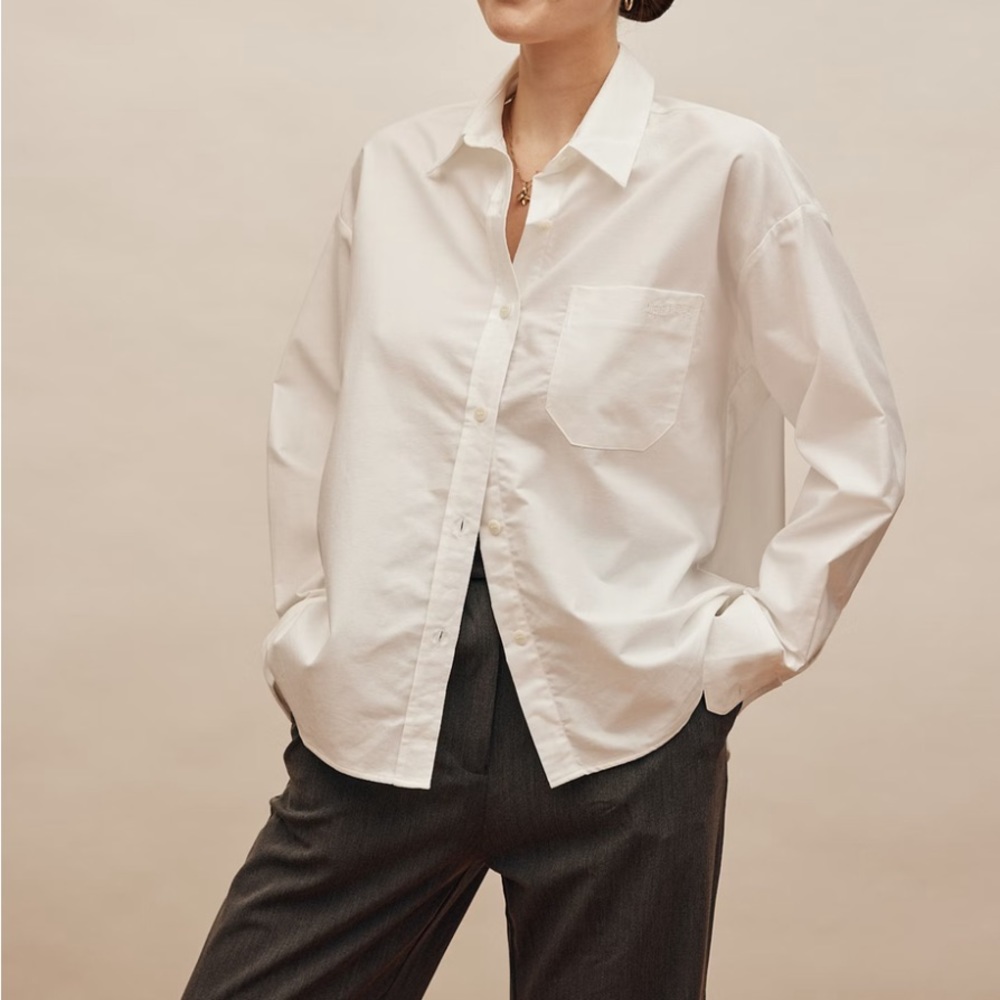 White Djerf Avenue Breezy Shirt, Size S